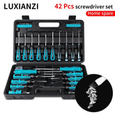 LUXIANZI 13/42Pcs Screwdriver Hand Tool Set with Plastic Toolbox Precision Magnetic Phillips Soltted Piercing screwdrivers Kit